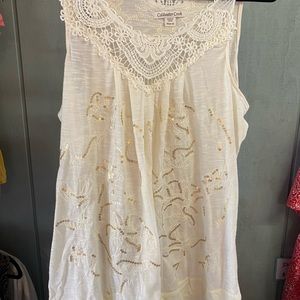 WOMENS CROCHET AND SEQUENCE COLDWATER CREEK TOP MEDIUM